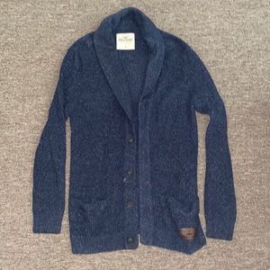 Hollister Men's  Button Front Shawl Collar Cardigan Navy blue sweater Sz L